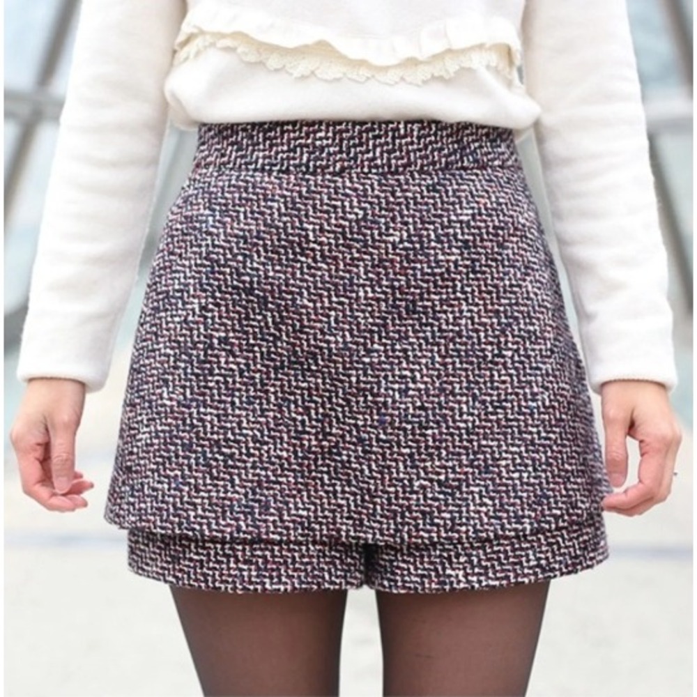 NWT Maje‎ iberty Jacquard Skort Shorts Women 36/ Small Tweed French Luxury Wool
